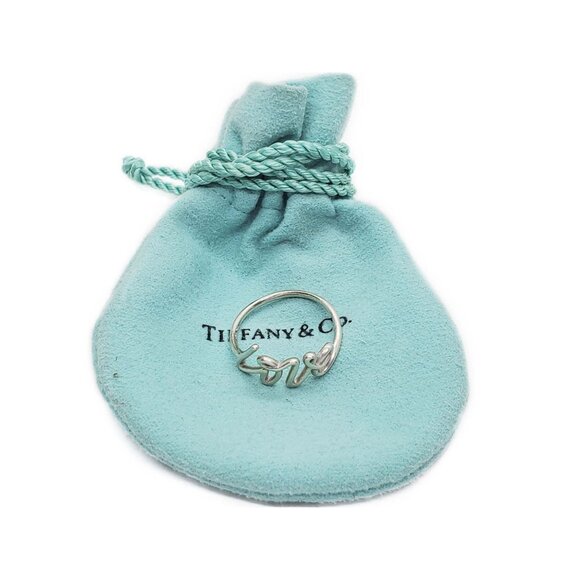 Tiffany Co Paloma Picasso Small Type Love Ring Sterling Silver
